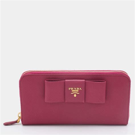 prada saffiano bow continental wallet pink|Prada Pink Saffiano Bow Continental Wallet QNA1913RPB011.